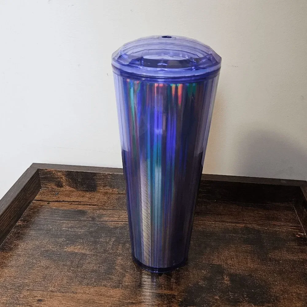 Starbucks Periwinkle Kaleidoscope Cold Cup Domed Venti Ridged Geodesic Lid Purpl